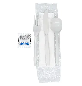 Victoria Bay 6PC Cutlery Kit PP Medium Weight With Napkin,Fork,Knife,Salt & Pepper,Soup Spoon 250/Case