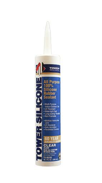 TOWER SEALANTS All Purpose 100% Silicone Rubber Sealant Clear 10.1 OZ CLEAR