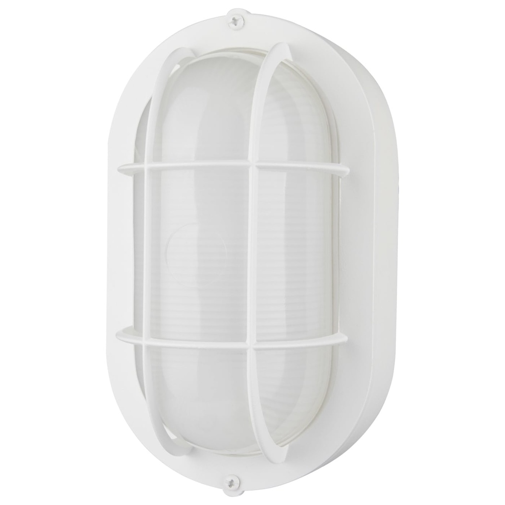 Satco LED Small Oval Bulk Head Fixture White Finish with White Glass
