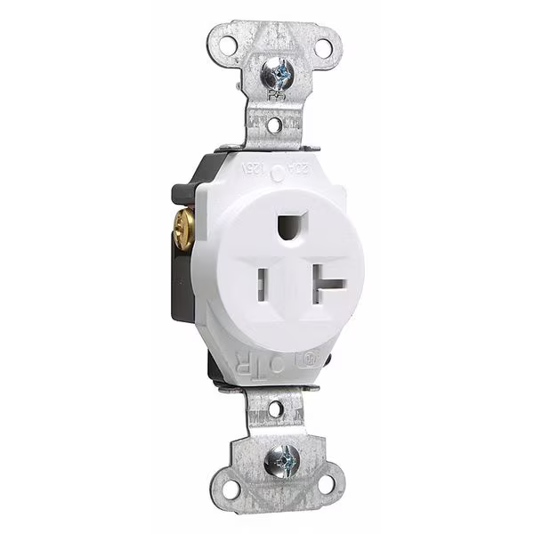 Legrand Straight Blade Receptacle, 5-20R, 20 A, 125V AC, 2 Pole, 3 Wire, Flush Mount, Grounded