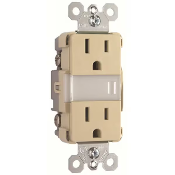 Legrand Straight Blade Receptacle, 5-15R, 15 A, 120/125V AC, 2 Pole, 3 Wire, Flush Mount, Grounded