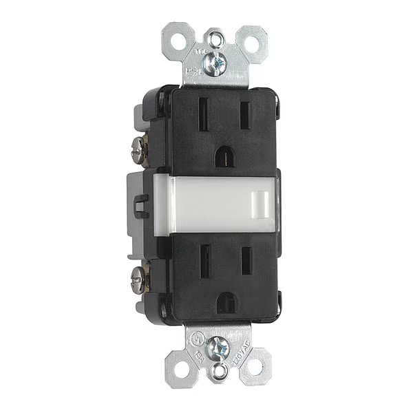 Legrand Straight Blade Receptacle, 5-15R, 15 A, 120/125V AC, 2 Pole, 3 Wire, Flush Mount, Grounded