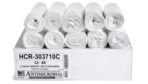 [HCR-303710C] HCR Hi-Lene + Antimicrobial Can Liner 20 Gallon Clear 10 mic High Density Trash Bag (500-Count)
