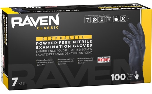 [66517] Raven® Powder-Free Nitrile Exam Grade Disposable Gloves - 7 Mil Medium