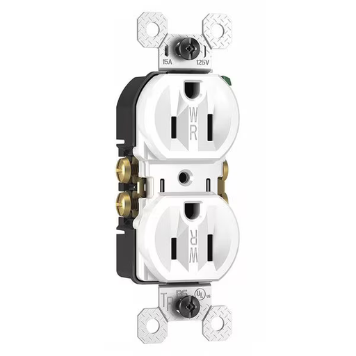 [3232TRWRW] Legrand Straight Blade Receptacle, 5-15R, 15 A, 125V AC, 2 Pole, 3 Wire, Flush Mount, Grounded