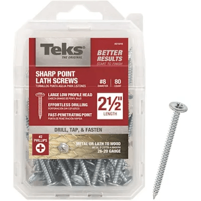 [21519] Teks 8-15 x 2-1/2 in. Phillips Truss Head Sharp Point Lath Screws (80-Pack)