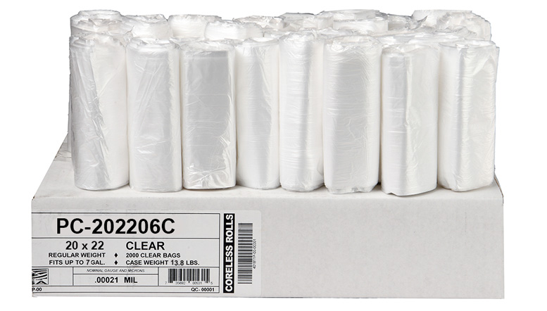 PCM Pro-Lene + Antimicrobial 7 Gal. Clear Trash Bags (2000 Count) 20 in. x 22 in. 6 Mic (eq)