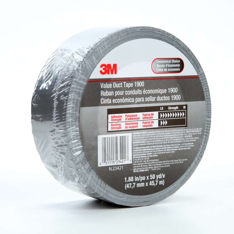 3M Value Duct Tape 1900 Silver 1.88 in. x 50 yds. 5.8 mil Single Roll
