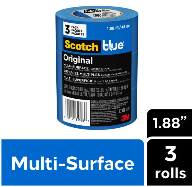 3M 1.88 In. x 60 Yds. ScotchBlue Original Multi-Surface Painter's Tape (3 Rolls)