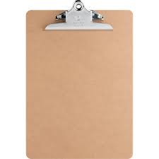 Business Source 9 in. x 12-1/2 in. Hardboard Clipboard Nickel-Plated Clip, Brown
