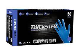 Thickster Powdered Latex Disposable Gloves -14 Mil  Medium BX 10 Latex 50bx M