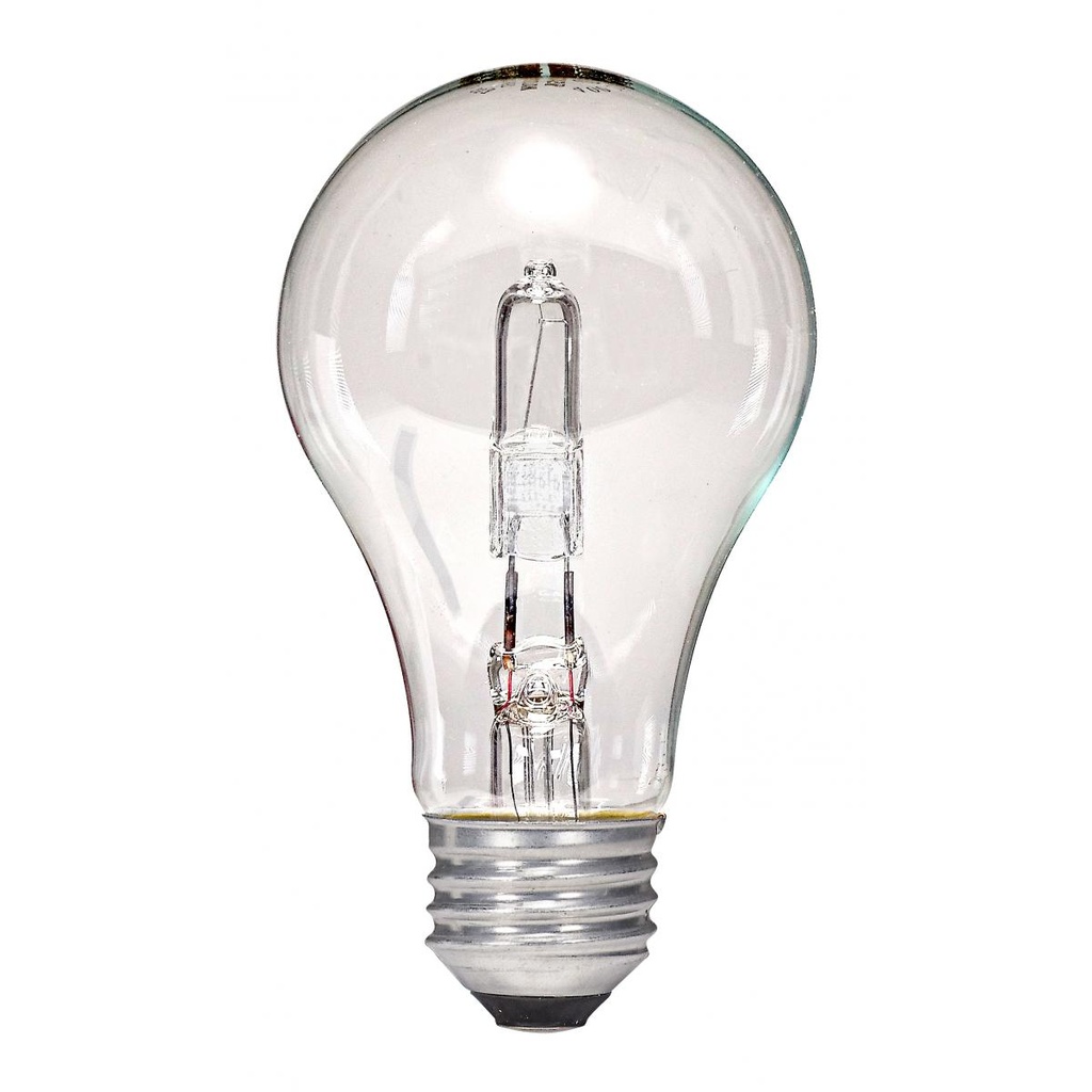 Satco 43 Watt; Halogen; A19; Clear; 1000 Average rated hours; 750 Lumens; Medium base; 120 Volt; 2-Pack