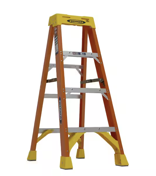 Werner 4 ft. Fiberglass Step Ladder (8 ft. Reach Height) with 300 lbs. Load Capacity Type IA Duty Rating