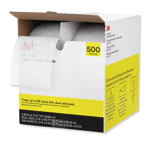 3M Easy Trap Dust Cloth 5"X6" 250 Ft White Disposable 2/Case