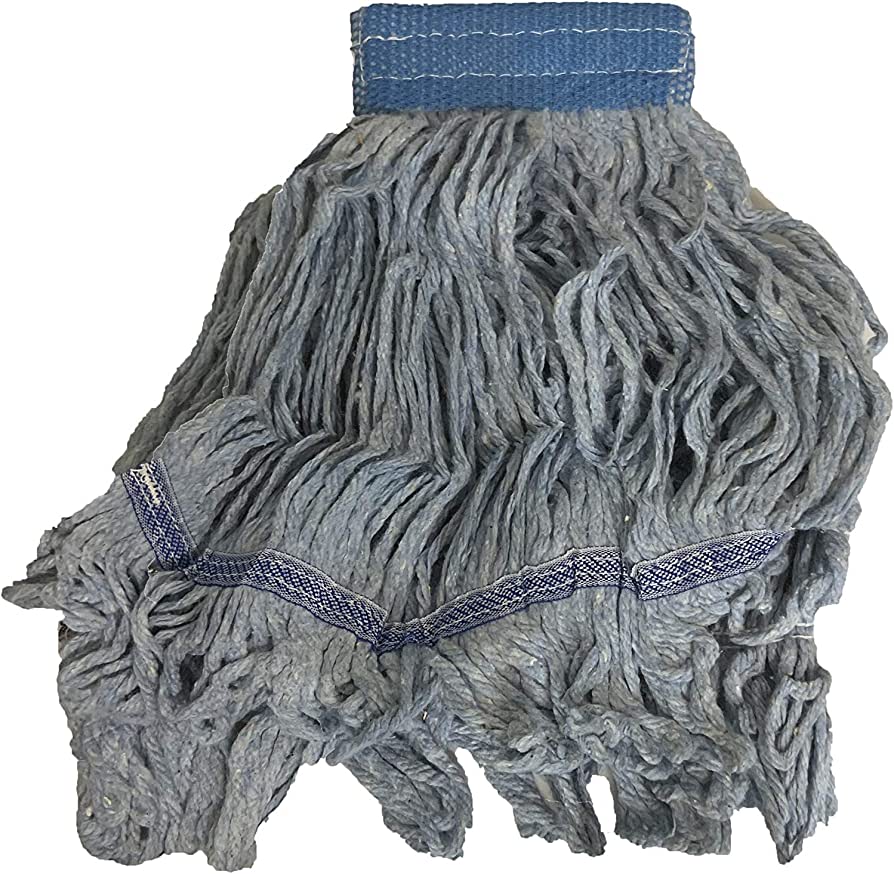 Cleaning Mop Head Medium (MED) Blue Cotton Polyester Blend Loop End 1/Each