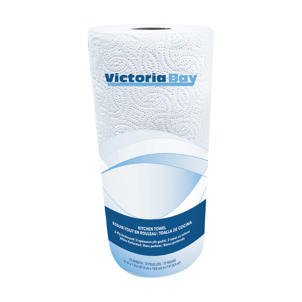 Victoria Bay Household Roll Paper Towel 10.98 In 2ply Virgin Paper Embossed 85 Sheets/Roll 30 Rolls/Case