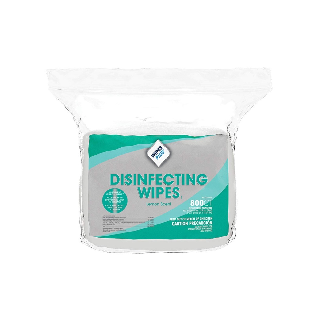 Wipesplus One-Step Disinfectant Wipe Quat 800 Count/Pack 4 Packs/Case 3200 Count/Case