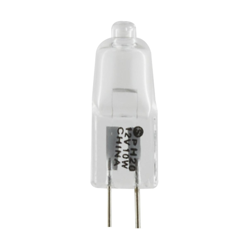 Satco 10 Watt; Halogen; T3; Clear; 2000 Average rated hours; 120 Lumens; Bi Pin G4 base; 12 Volt
