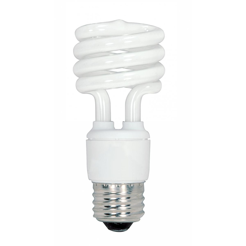 Satco 13 Watt; Mini Spiral Compact Fluorescent; 5000K; 82 CRI; Medium base; 120 Volt; 4-pack