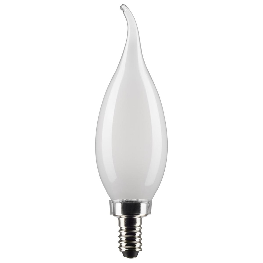 Satco 4 Watt CA10 LED; Frost; Candelabra base; 90 CRI; 2700K; 120 Volt