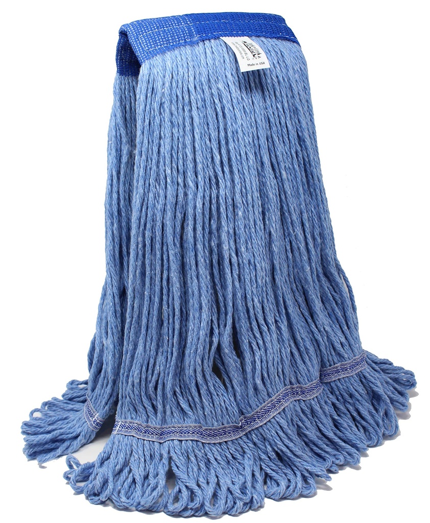 Mop Head Large (LG) Blue Synthetic Fiber Rayon Cotton 4PLY Loop End Wide Band 1/Each