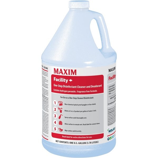 MAXIM Cleaner and Deodorant, Germicidal, 1 Gallon, , Clear, PK 4