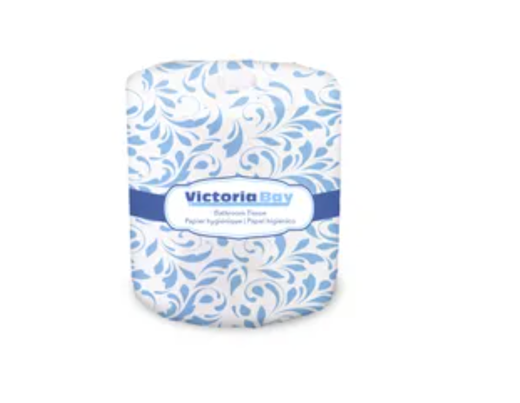 Victoria Bay Toilet Paper & Tissue Roll 4X3 IN 2PLY Recycled Paper White 500 Sheets/Roll 96 Rolls/Case