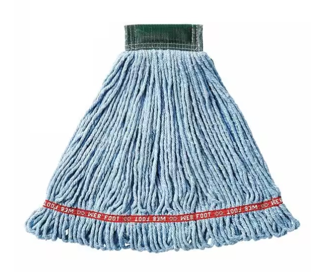 Rubbermaid 5 in String Wet Mop, 20 oz Dry Wt, Side Gate Connection, Looped-End, Blue, Cotton/Synthetic