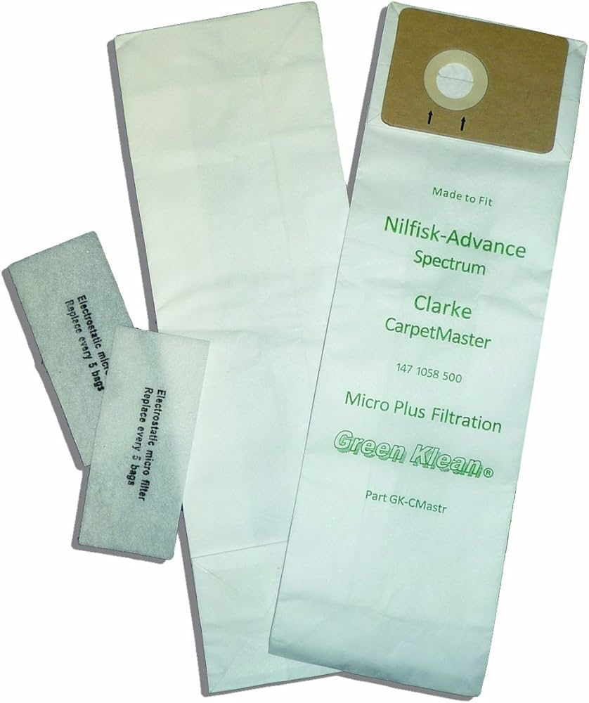 GREEN KLEAN Replacement Vacuum Bags, Fits Advance Spectrum/Clarke CarpetMaster, 10PK