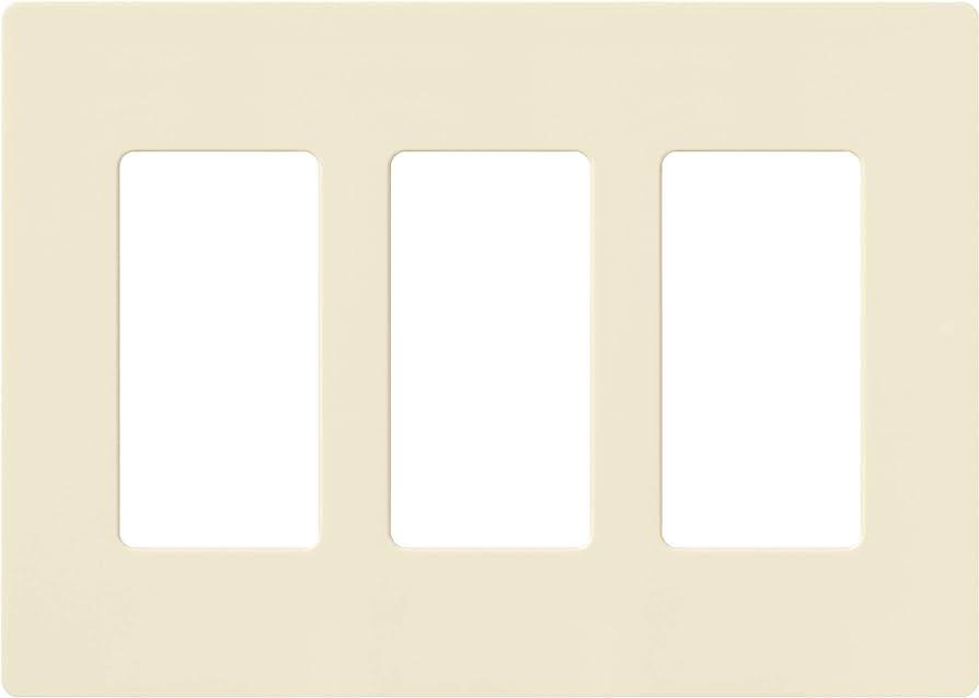 Lutron Claro 3 Gang Wall Plate for Decorator/Rocker Switches, Gloss, Almond