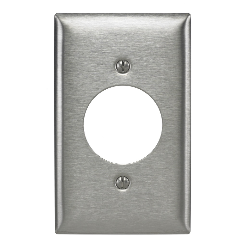 Hubbell Wall Plates and Boxes, Metallic Plates, 1- Gang, 1) 1.60" Opening, Standard Size, Stainless Steel