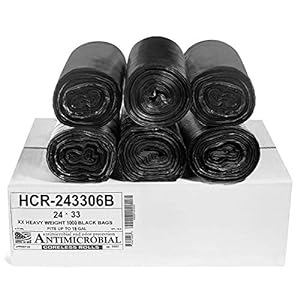 HCR Hi-Lene + Antimicrobial High Density 24x33Trash Bags, 16 Gallon, 1000 Count, 6 Micron