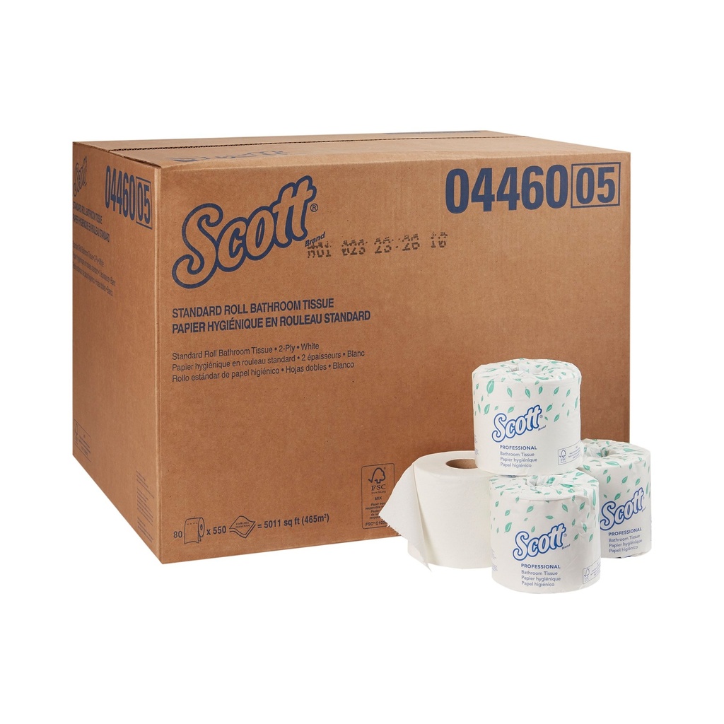 Scott® Essential Toilet Paper & Tissue Roll 4x4 In 2ply White Core Standard (Srb) 550 Sheets/Roll 80 Rolls/Case