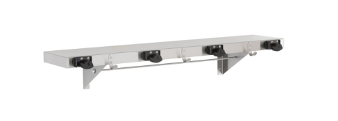 Bobrick B-224×36 Shelf with Mop and Broom Holders and Rag Hooks