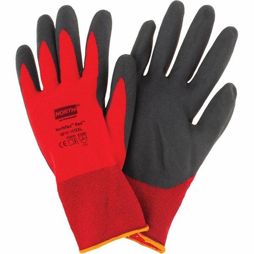 Honeywell North Size 2XL Work Gloves Palm & Fingers Coated, Red/Black (Pack 12)