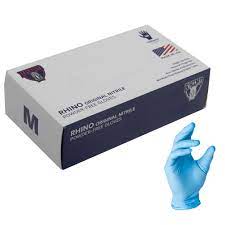 Rhino Blue Powder Free Nitrile Gloves Size M Box of 100