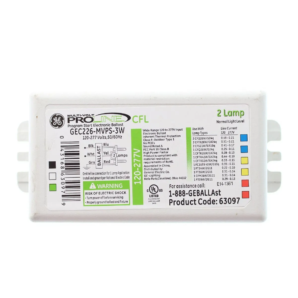 GE Compact Fluorescent Ballast - (1-2) Lamp - 120/277