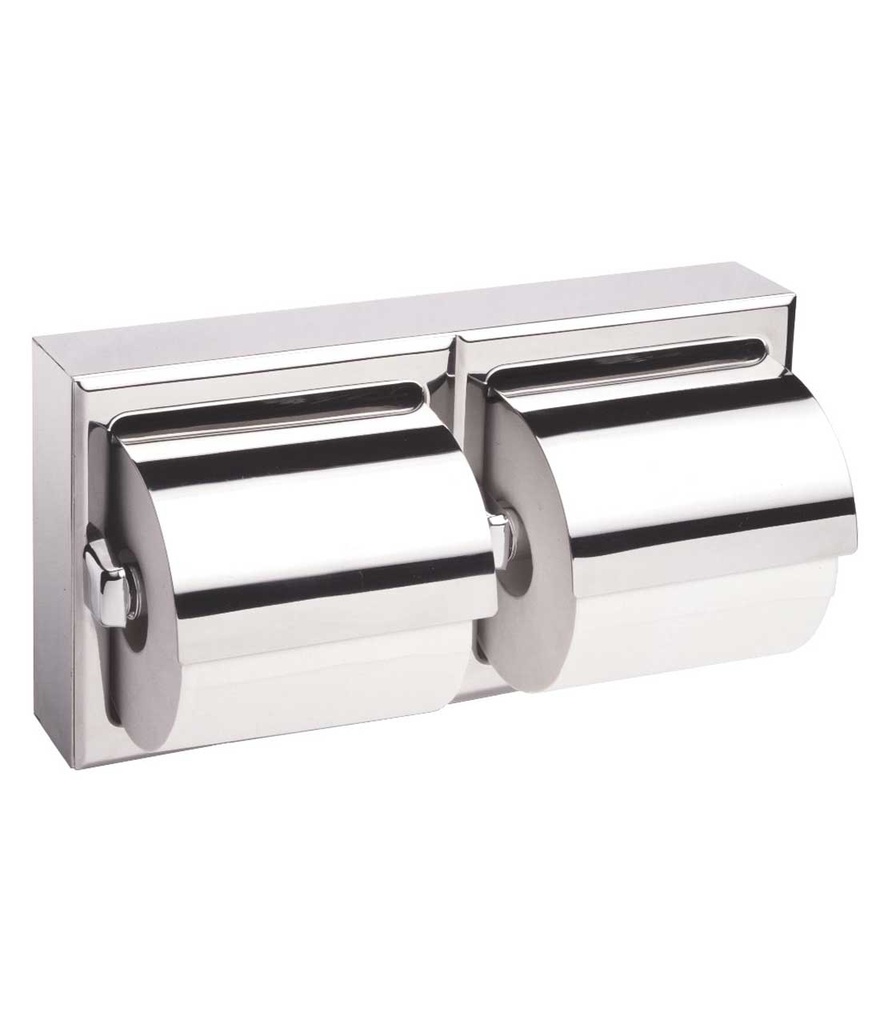 Bobrick Stainless Steel Surface Mounted Double Roll Toilet Tissue Dispenser with Hood