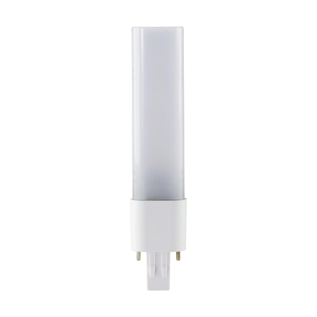 Satco 5.5 Watt LED PL 2-PIN Dual Mode; 3500K; 500 Lumens; GX23 base; 50000 Average rated hours; 120 deg. Beam Angle; Type A/B Ballast Dependent or Ballast Bypass; 120-277 Volt