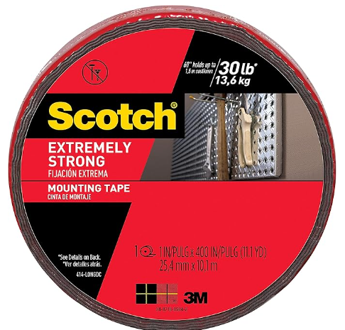 3M Scotch Extremely Strong Large Mounting Adhesives, 1-Inch x 400-Inch Single Roll