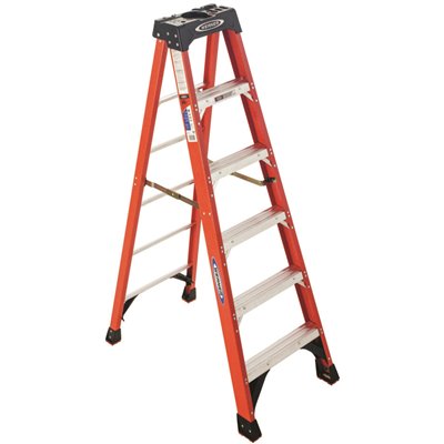 Werner 6 fiberglass Step Ladder  with 300 lb. Load Capacity Type IA Duty Rating 6ft.