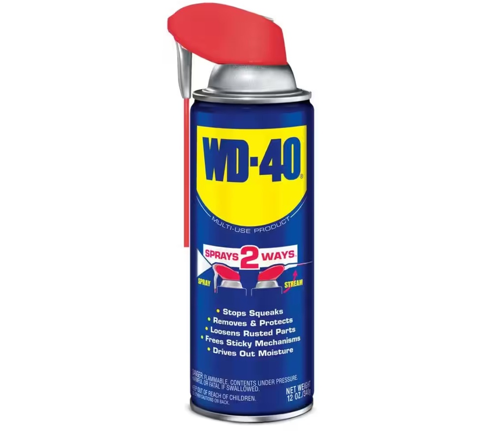 WD-40 12 oz. Original Formula, Multi-Purpose Lubricant Spray with Smart Straw Spray+Stream