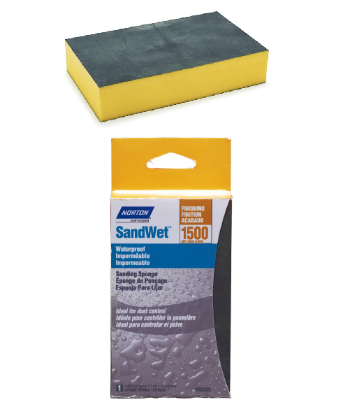 NORTON SandWet Waterproof Sanding Sponge, 1500 Grit