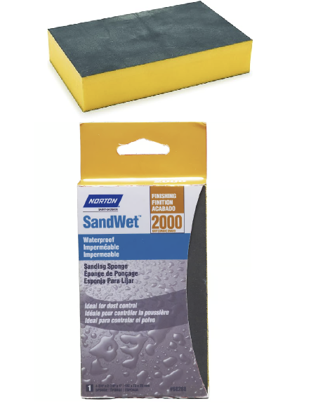 NORTON SandWet Waterproof Sanding Sponge, 2000 Grit