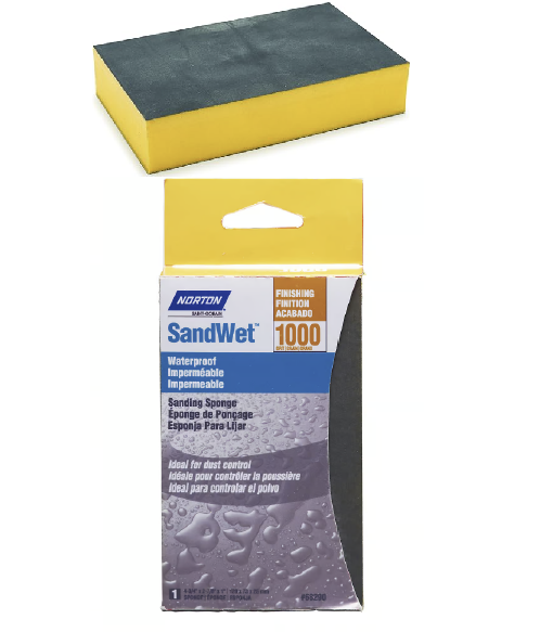 NORTON SandWet Waterproof Sanding Sponge, 1000-Grit