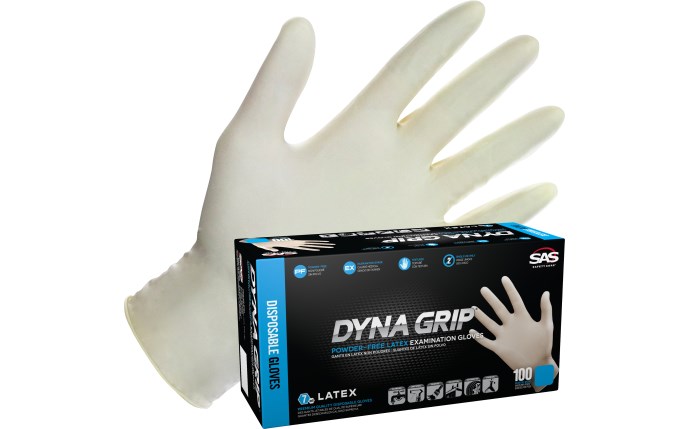 Dyna Grip Powder-Free Exam Grade Latex - 7 mil - 100 Gloves per box (by weight) L