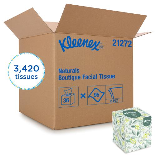 Kleenex 2-Ply Naturals Boutique Facial Tissue Upright Box (6-Bundles/Case, 6-Boxes/Bundle 36-Boxes/Case)