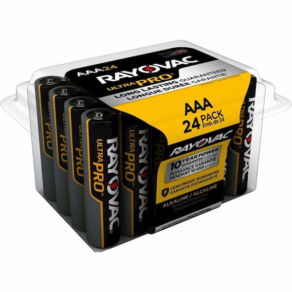 Rayovac AAA Alkaline Battery, 1.5VDC, 24 Pack