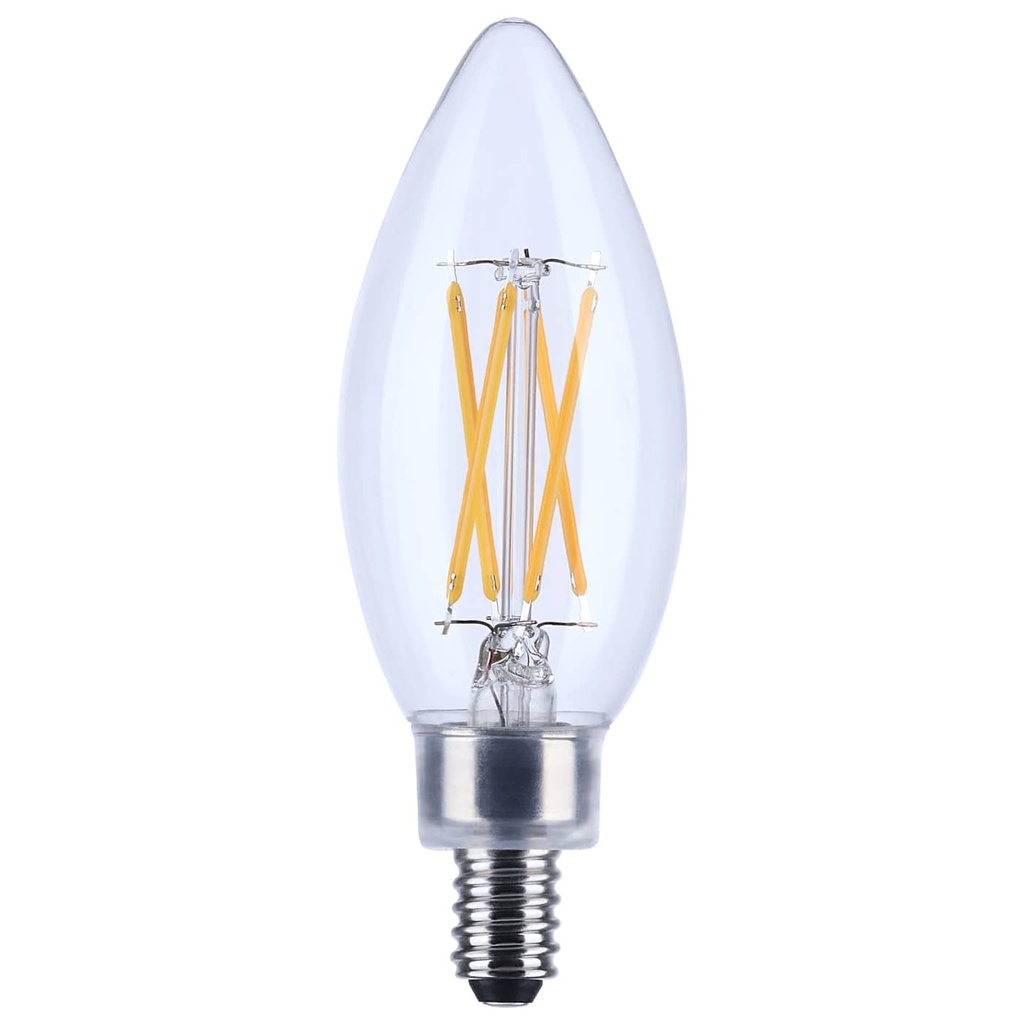 Satco 4 Watt B11 LED, Clear, Candelabra base, 90 CRI, 3000K, 120 Volt