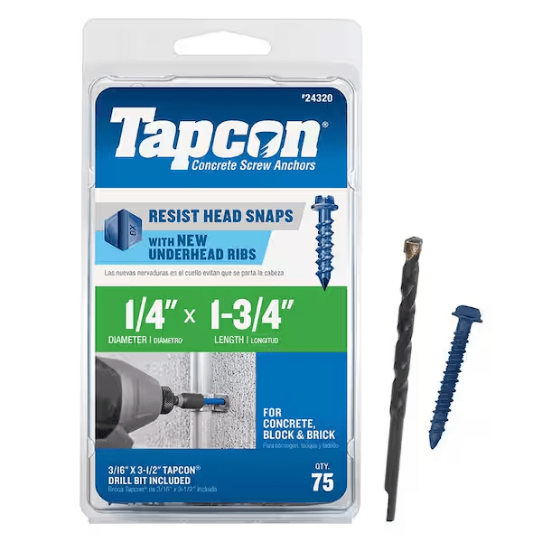 Tapcon 1/4 in. x 1-3/4 in. Hex-Washer-Head Concrete Anchors (Pack of 75)